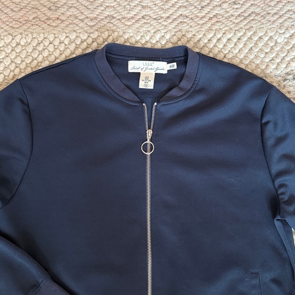H&M L.O.G.G. Navy Blue Long Sleeve Zip-Up Lightweight Bomber Jacket - Picture 2 of 6